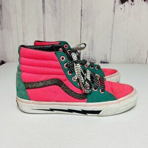 Vans SK8 Hi High Top Mens Size 5.5 Womens 7 Shoes Pink Green Blue Off the Wall